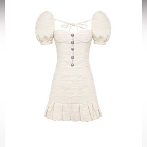 Ozlana Sand Dollar Tweed Dress(Creamy White)